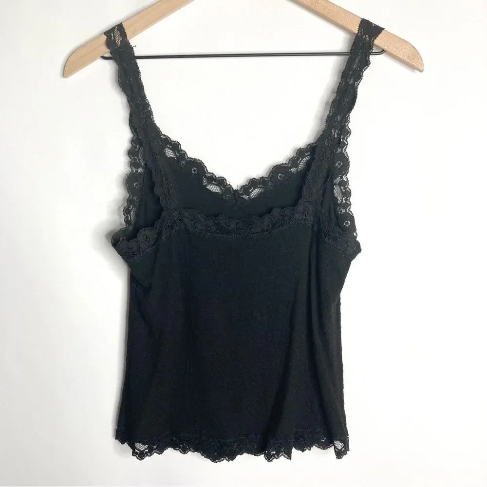 Y2K Arianne Black Lace Trim Cami Small